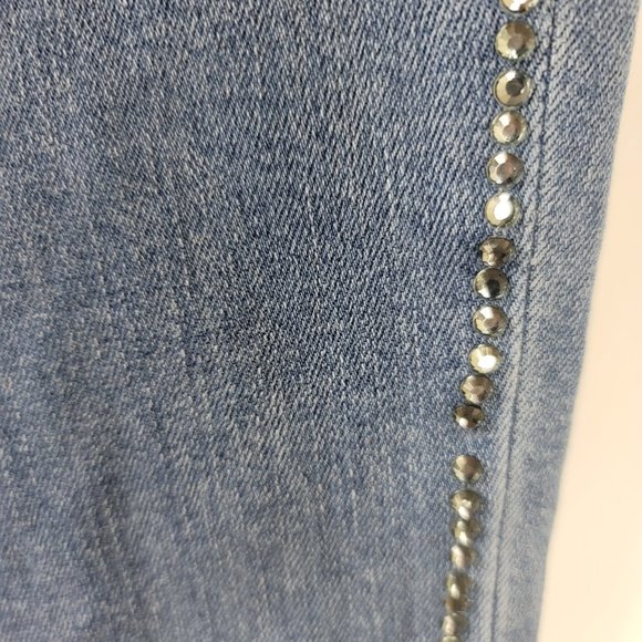 Express High Waisted Embellished Stripe Stretch Ankle Leggings Jeans - Picture 15 of 15